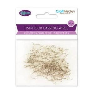 50 pcs Silver Fish-Hook Earring, 0.75" inch